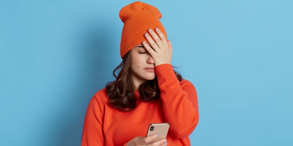 Woman frustrated on phone