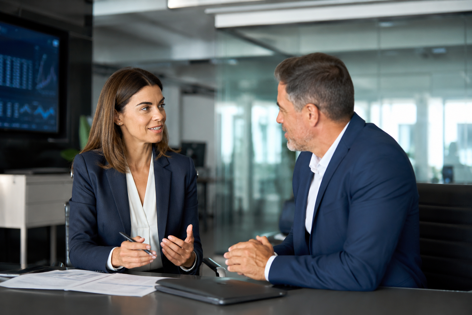 Two people in conversation